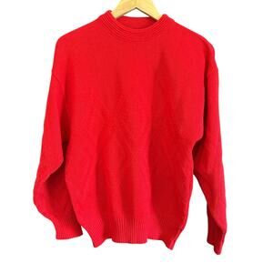 1980s Vintage IVANHOE | Red Crewneck Wool Blend Swedish Sweater | Medium